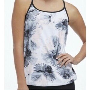 Fabletics Norwalk Floral Print Tank Top Racer Back Built In Bra Sz xSmall